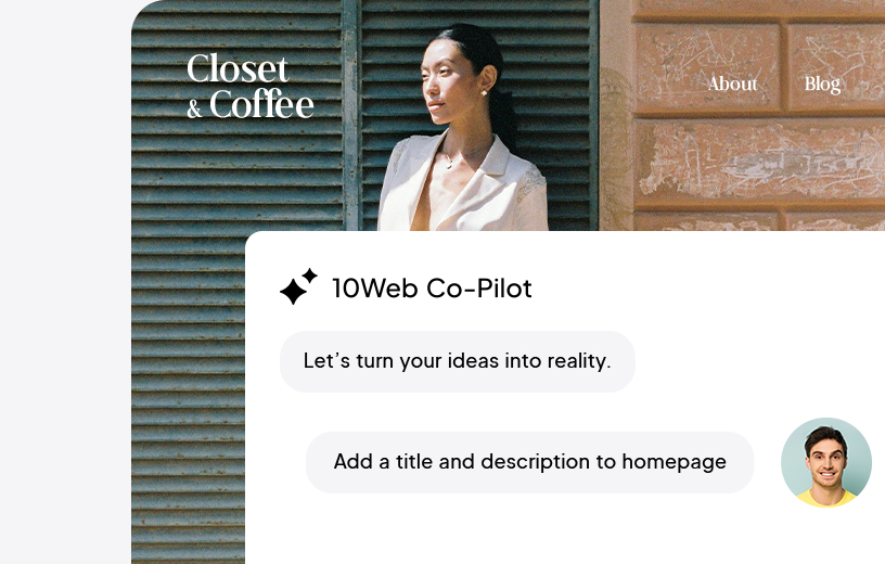 Image of editing the generated website with AI Co-Pilot.