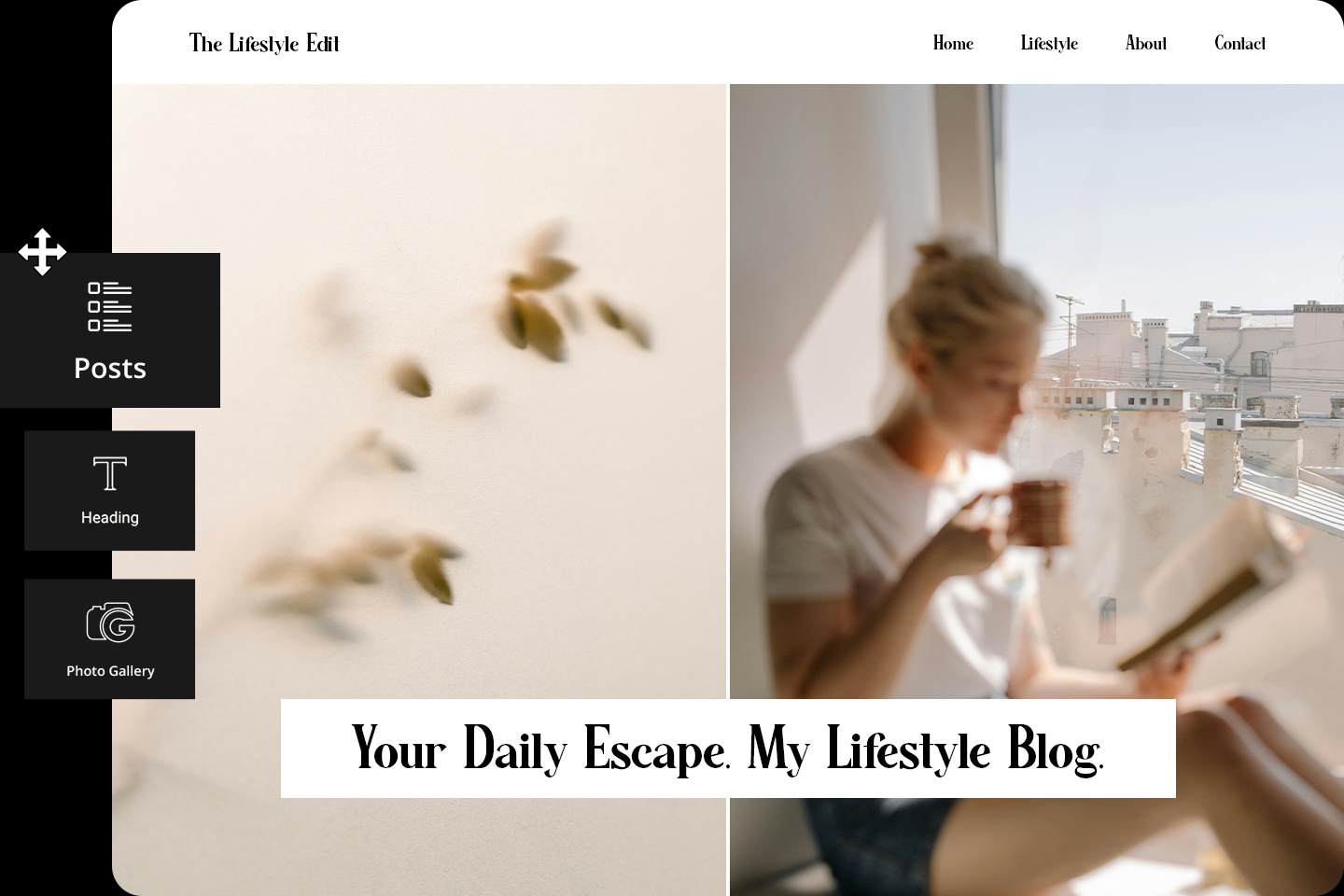 Hero image of a blog website