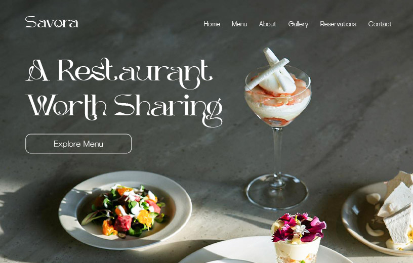 a picture of a restaurant website