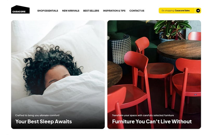 a picture of a home and furniture store website