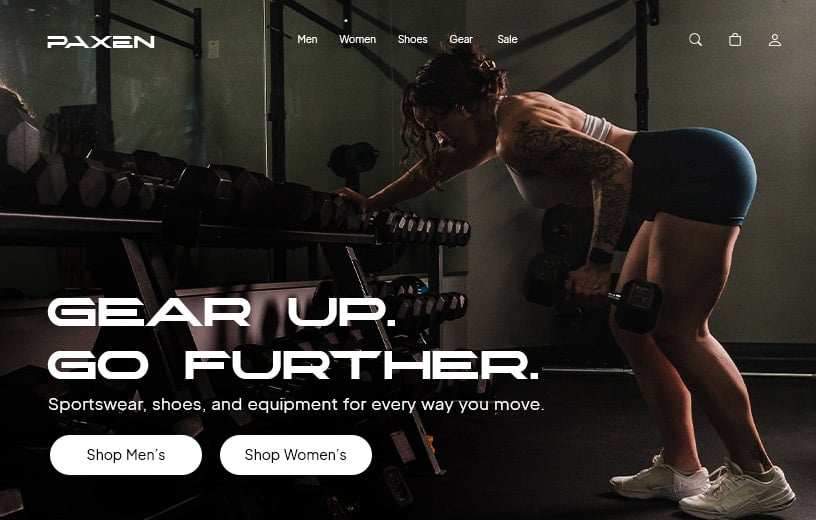 a picture of a sports and gear store website