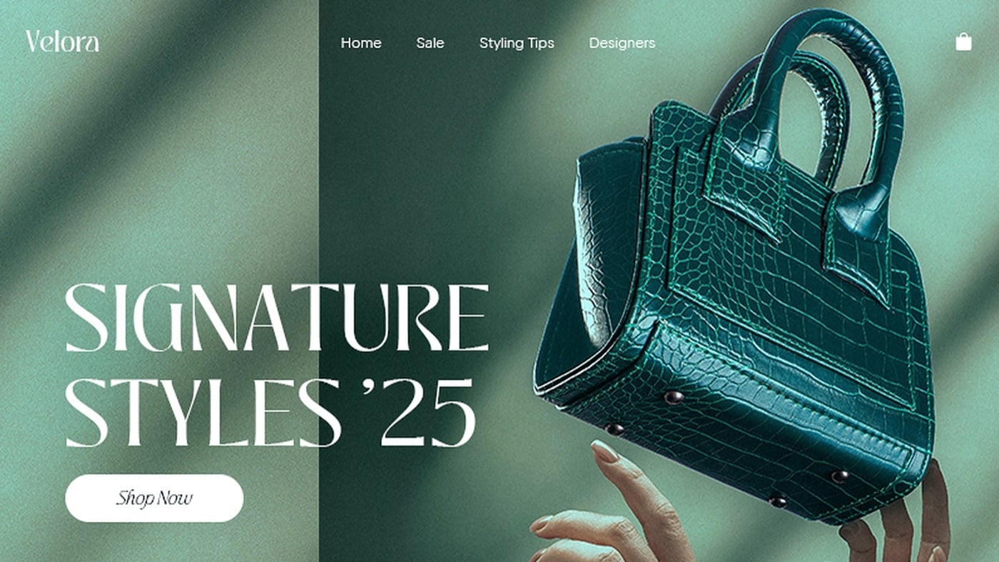 Velora, a handbag store website built with 10Web