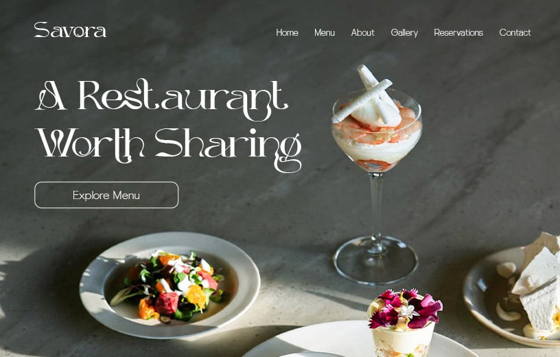 a picture of a restaurant website