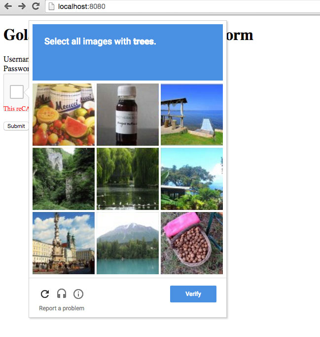 An example of reCAPTCHA