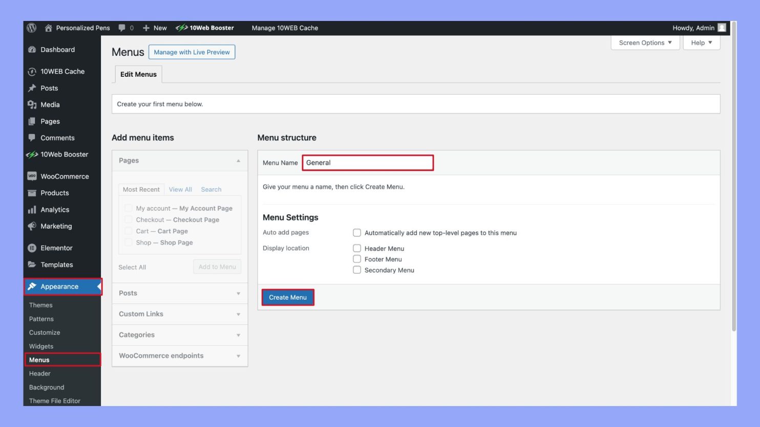 What is a Menu in WordPress - 10Web