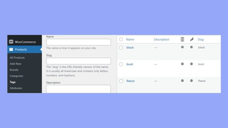 Tags in product taxonomy