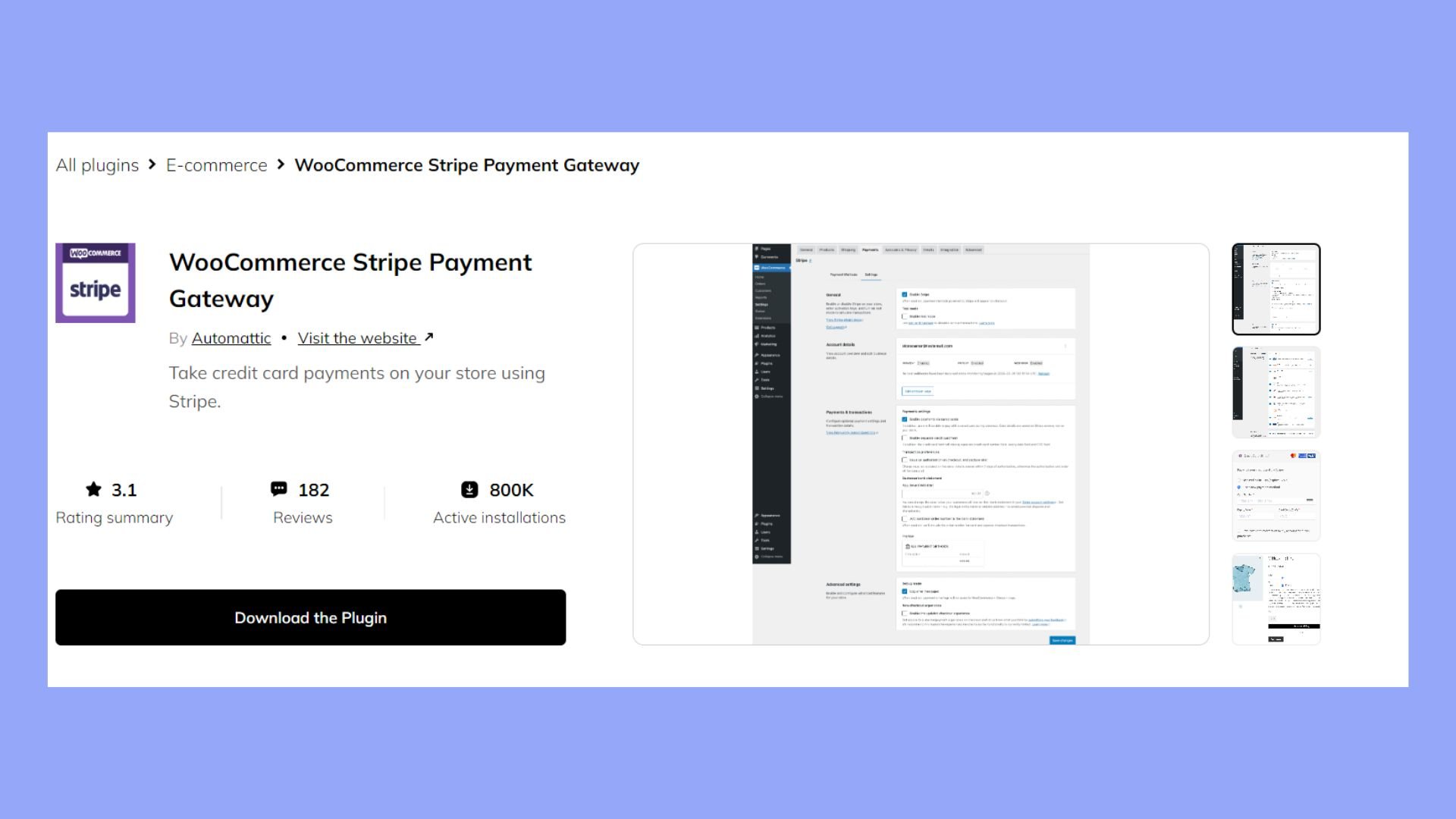Installing Stripe payments plugin on WooCommerce