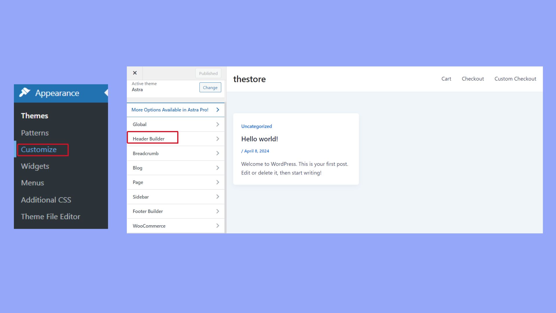 Customizing the header through WordPress Customizer