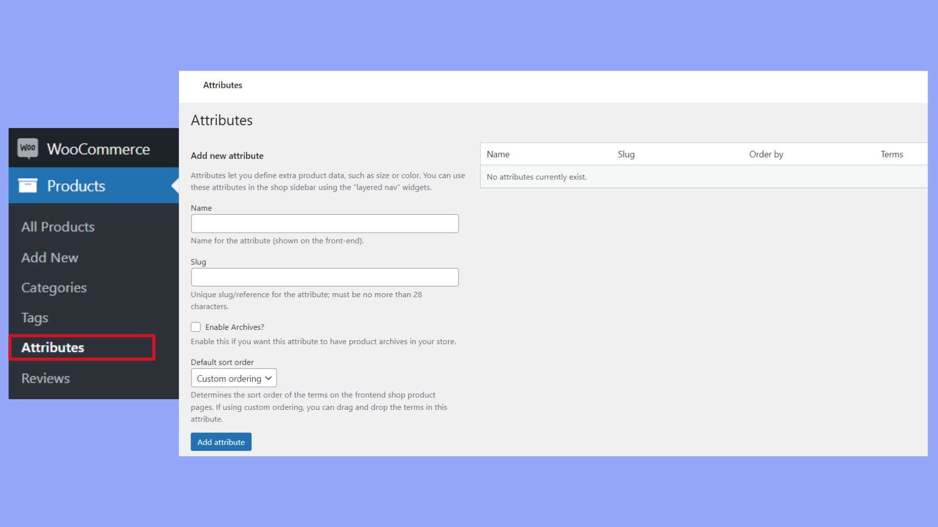 Adding custom attributes and variations to products
