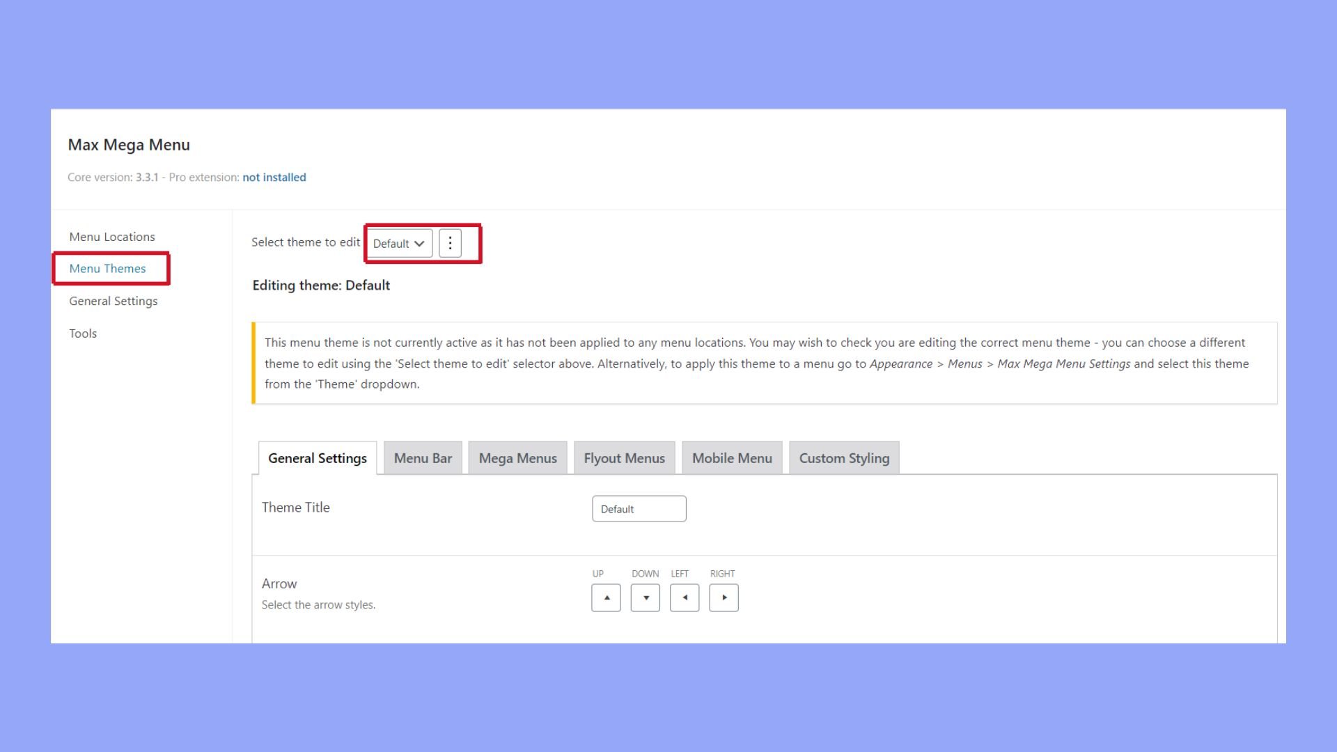 Configurar los ajustes del mega menú