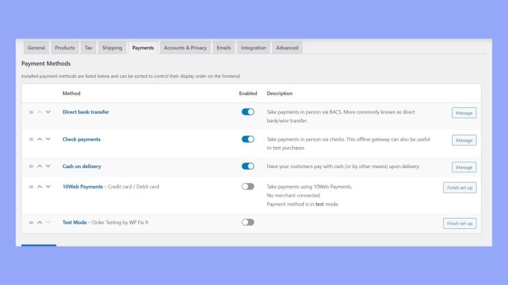 Configurar ventas y pagos en WooCommerce