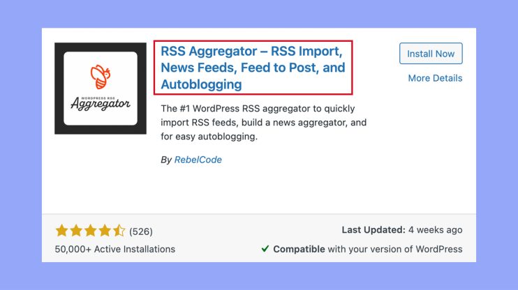 Instalación del plugin WP RSS Aggregator