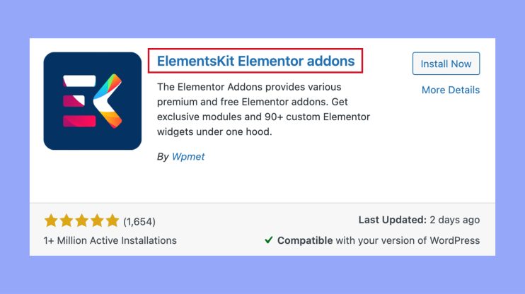 Installing the ElementsKit Elementor addons