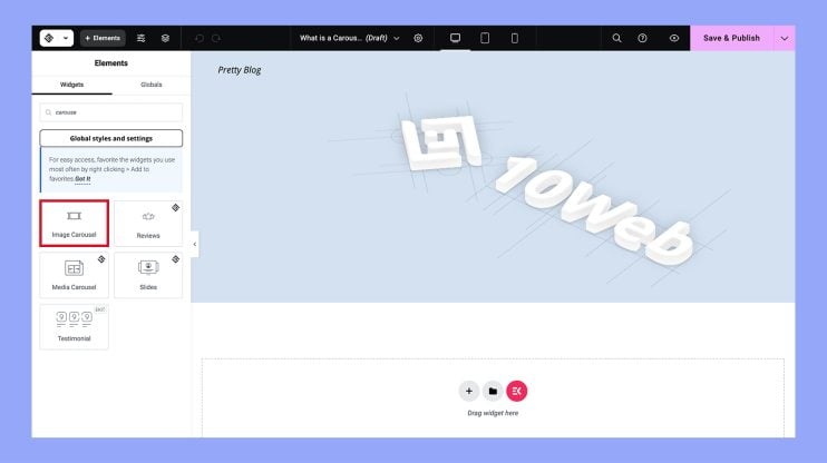 Using carousels with Elementor page builder