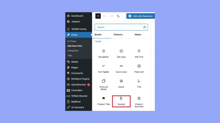 Using excerpt in the WordPress block editor