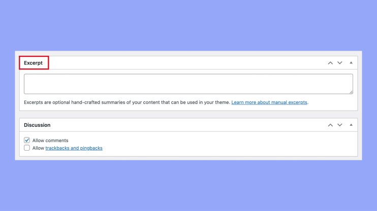 Writing a manual excerpt in the WordPress post editor