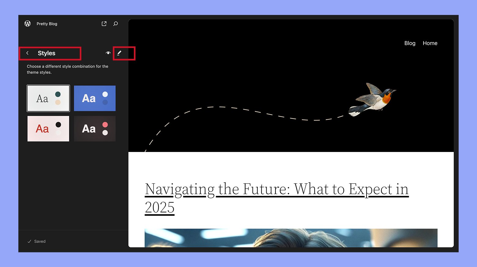 Personalización de WordPress mediante el Editor del sitio completo.
