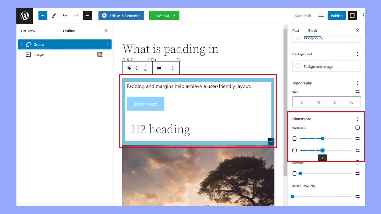 What is Padding in WordPress?