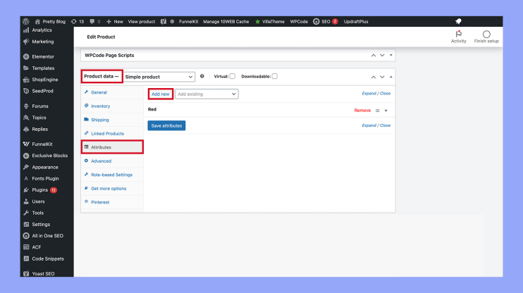 Crear y editar atributos de producto