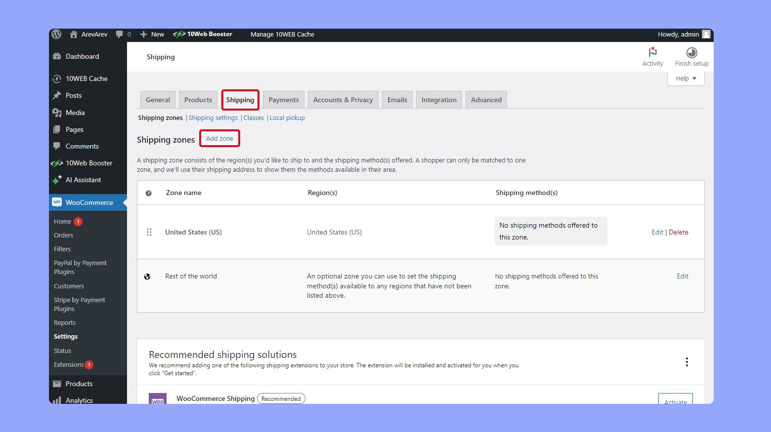 Applying shipping costs at checkout