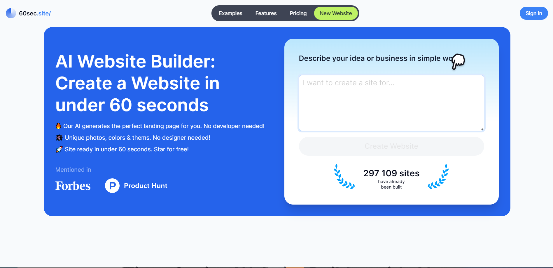 Screenshot for 60sec.site