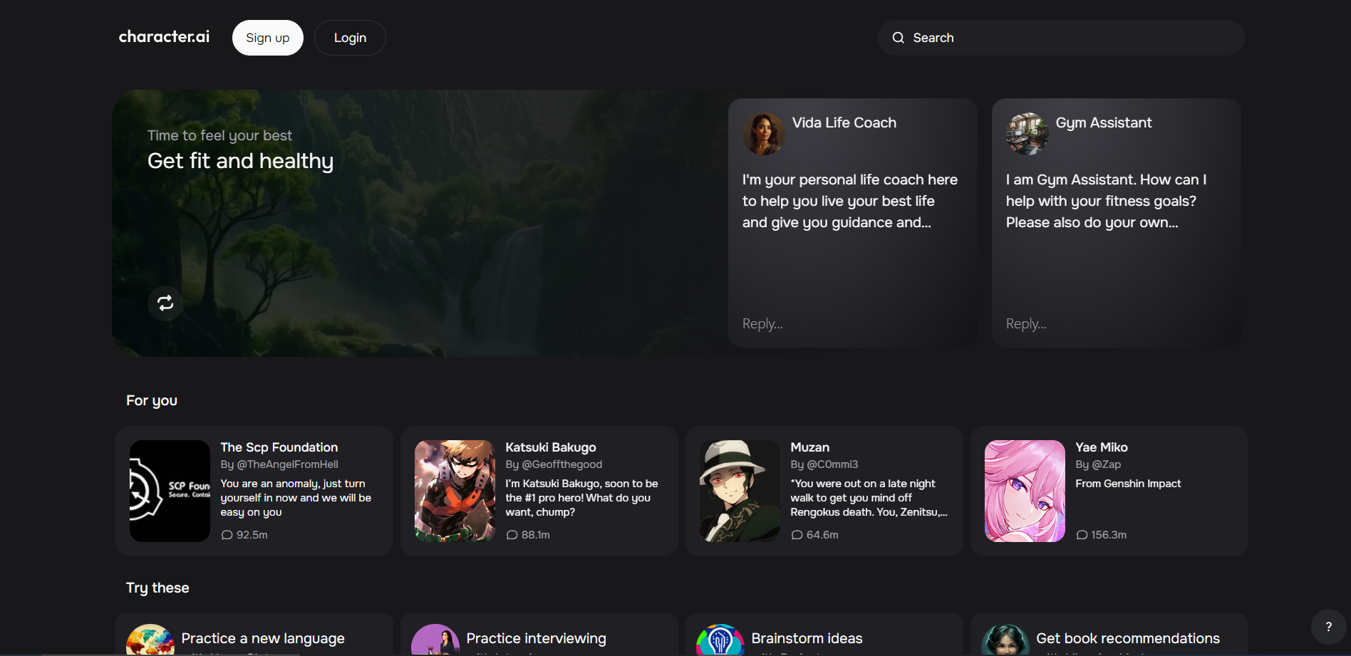 Screenshot for Character.AI