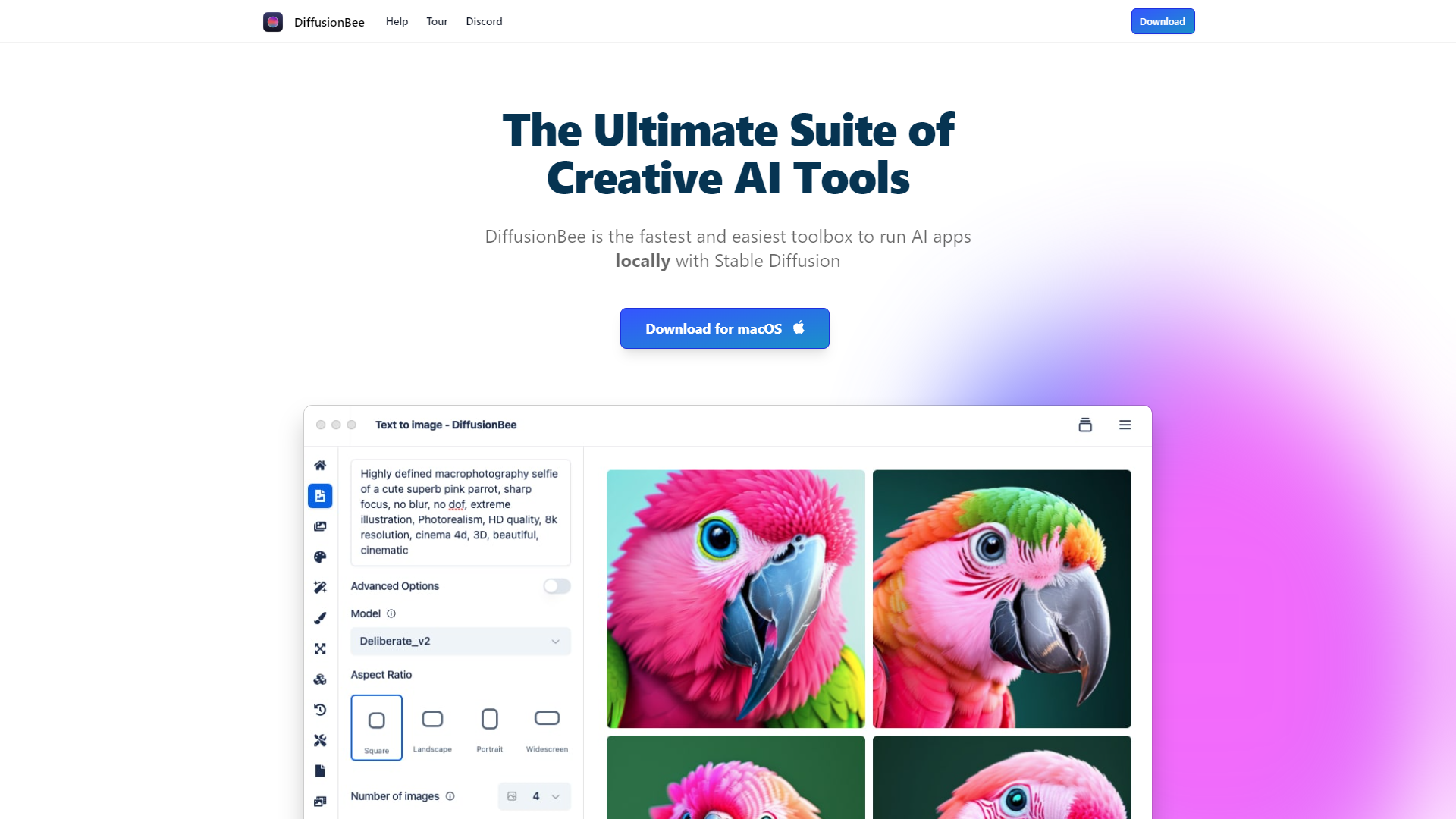 Screenshot for DiffusionBee