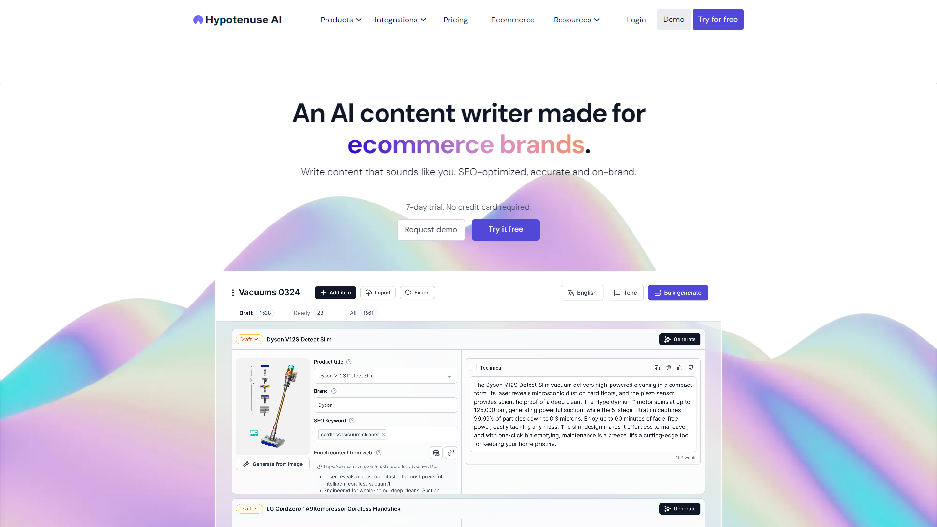 Screenshot for Hypotenuse AI