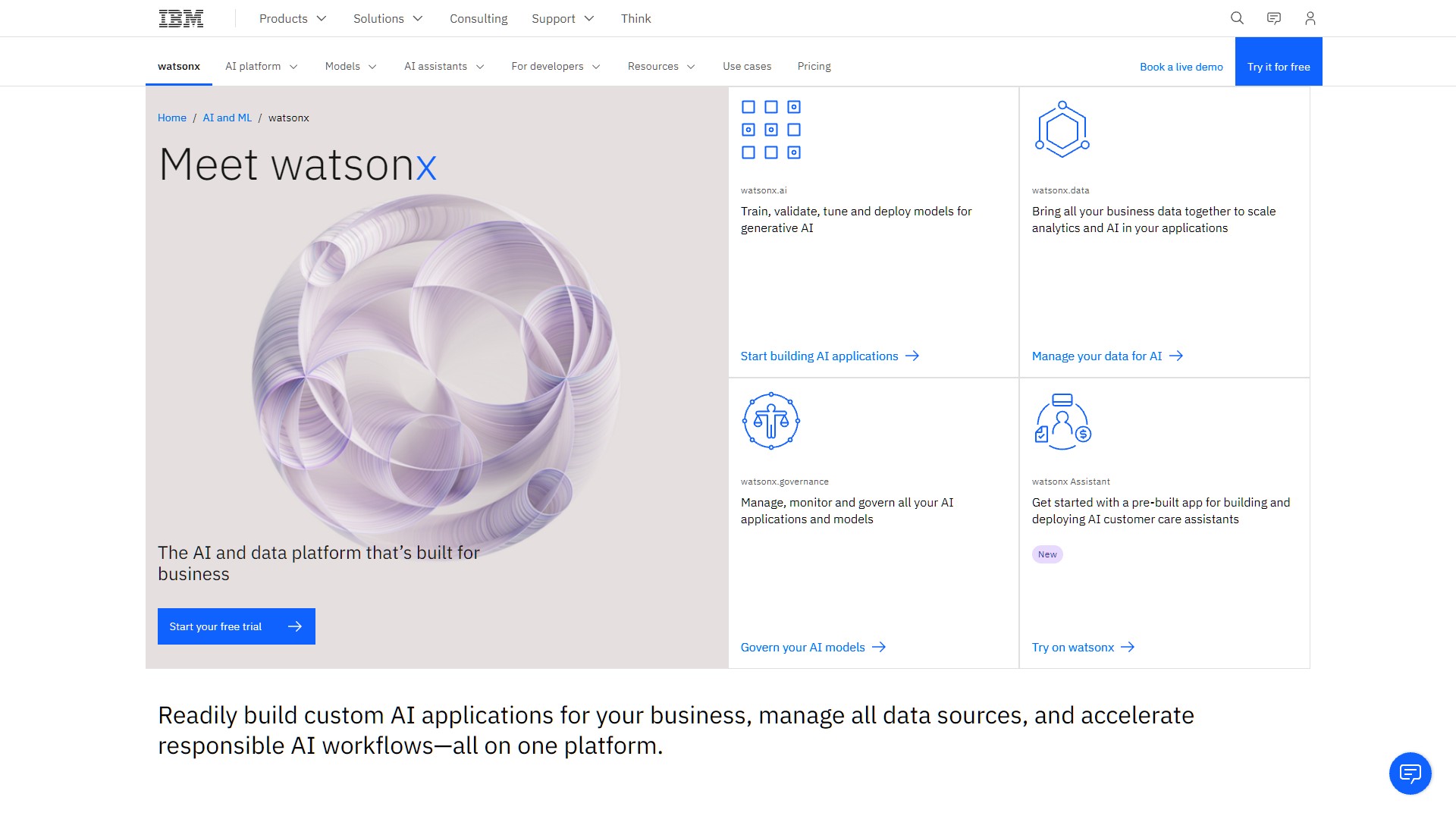 Screenshot for IBM watsonx