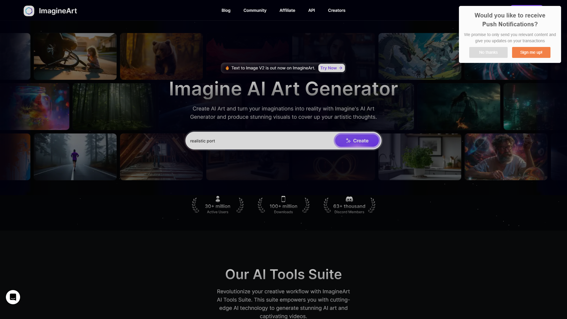 Screenshot for Imagine AI Art Generator