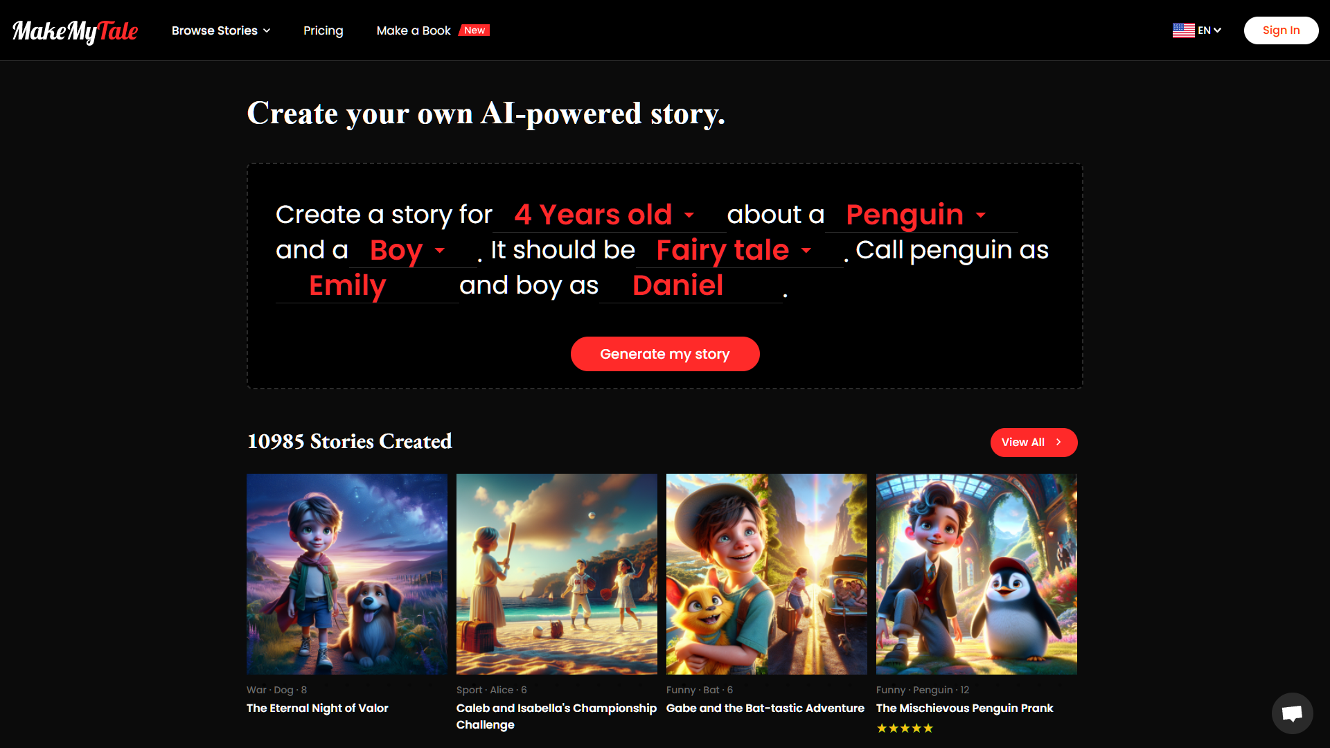 Screenshot for MakeMyTale