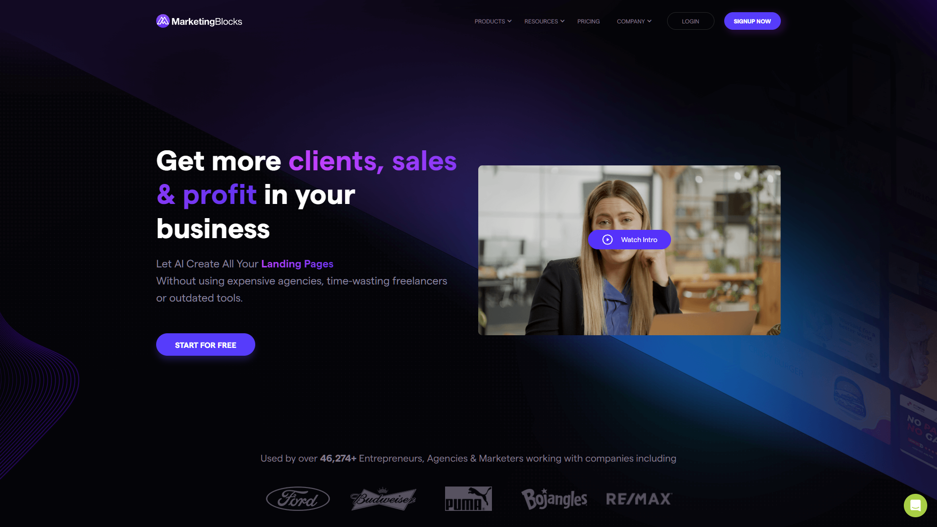 Screenshot for MarketingBlocks AI