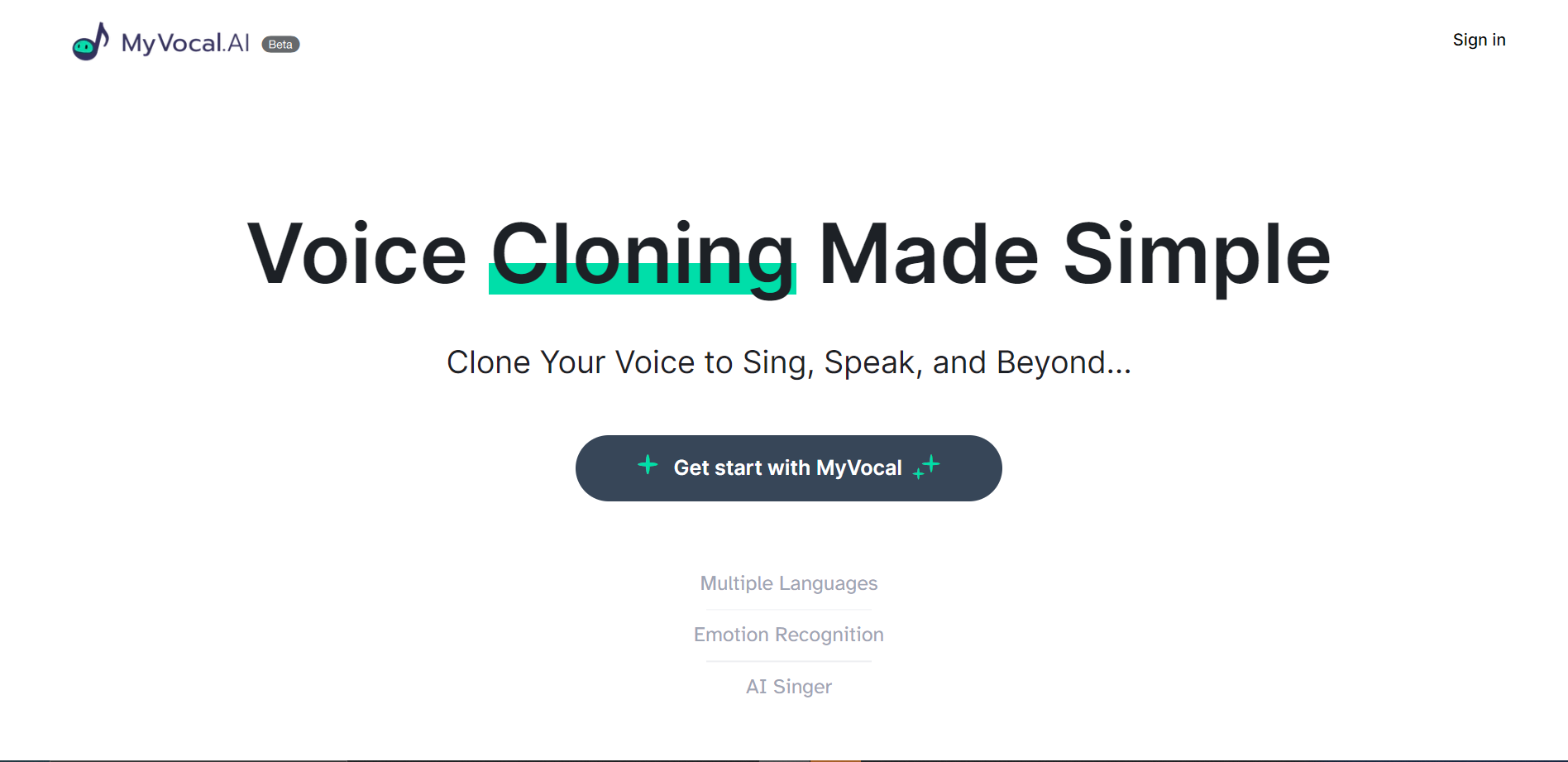 Screenshot for MyVocal.ai