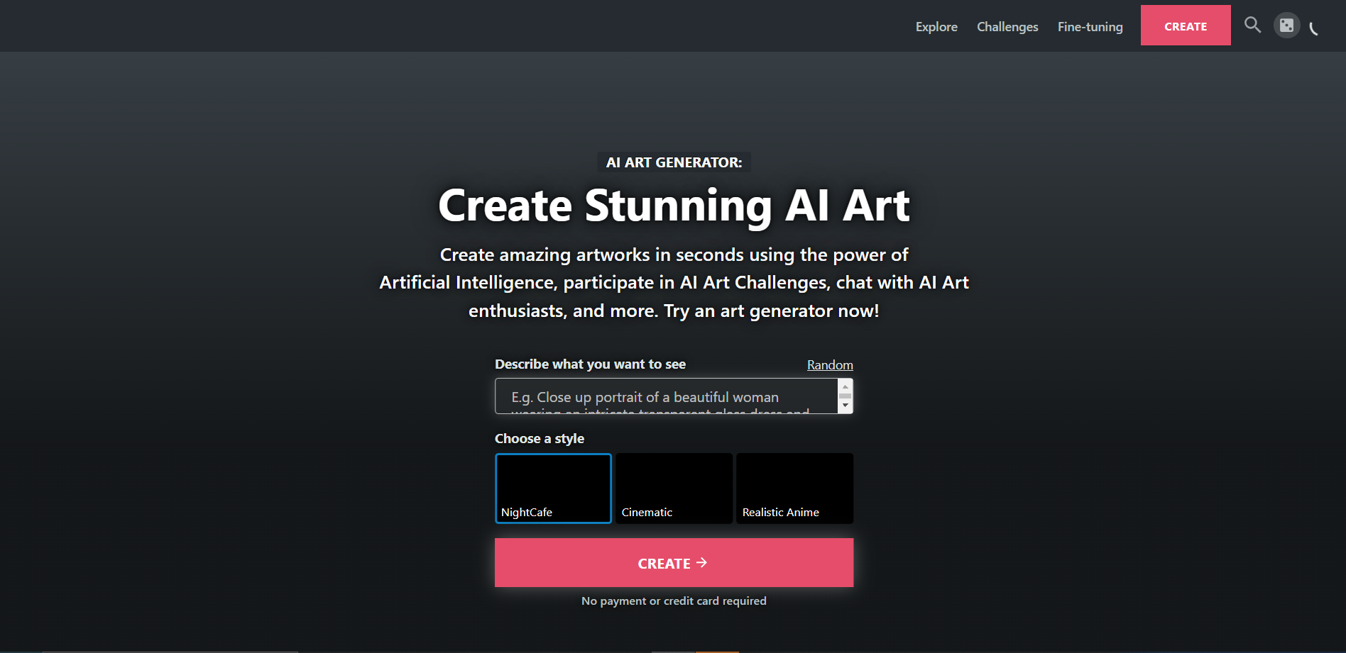 Screenshot for NightCafe