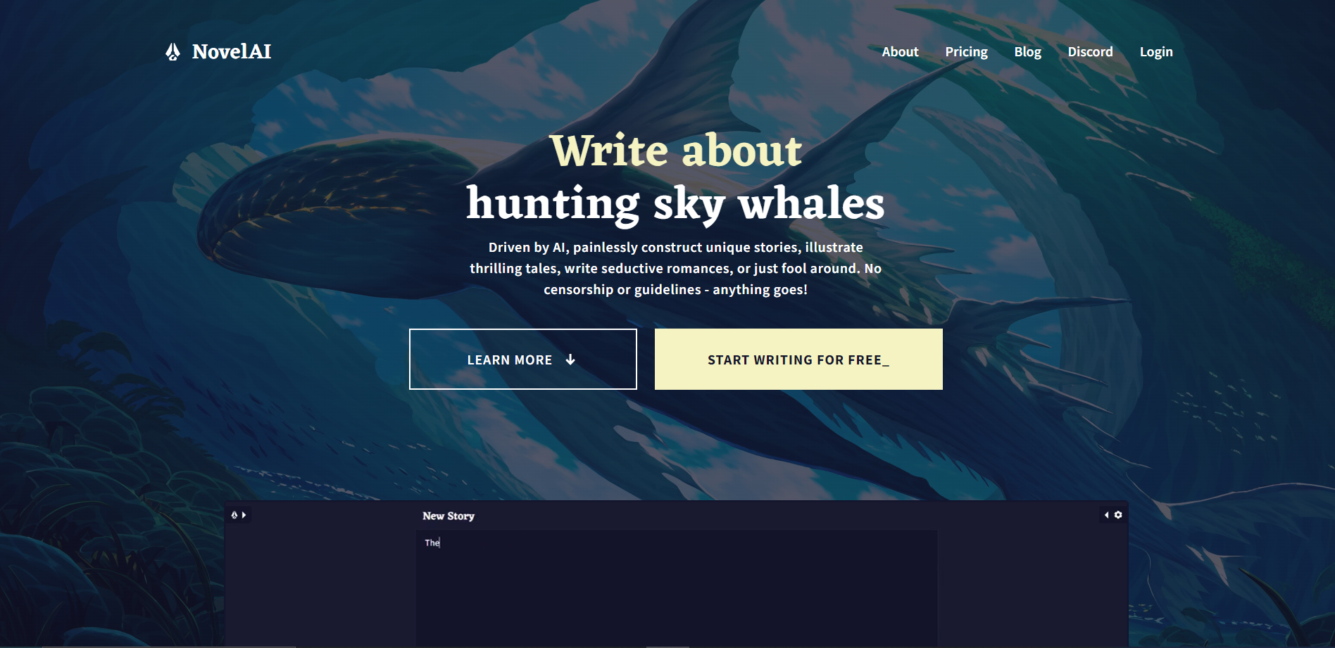 Screenshot for NovelAI