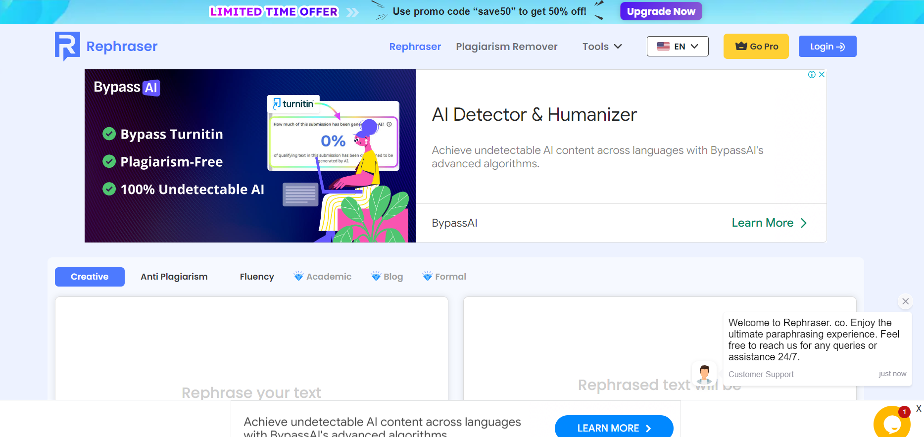 Screenshot for Rephraser AI