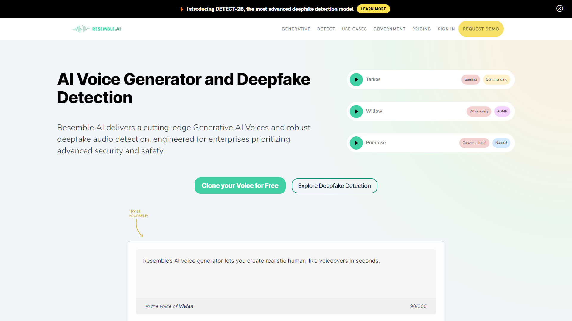 Screenshot for Resemble AI