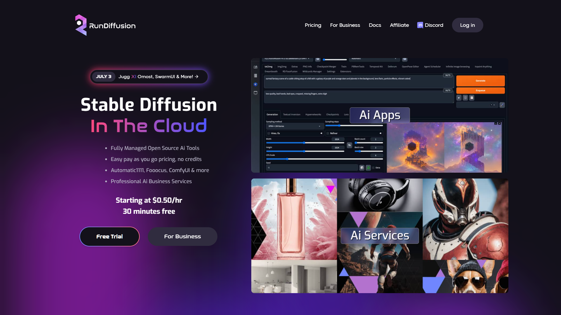 Screenshot for RunDiffusion
