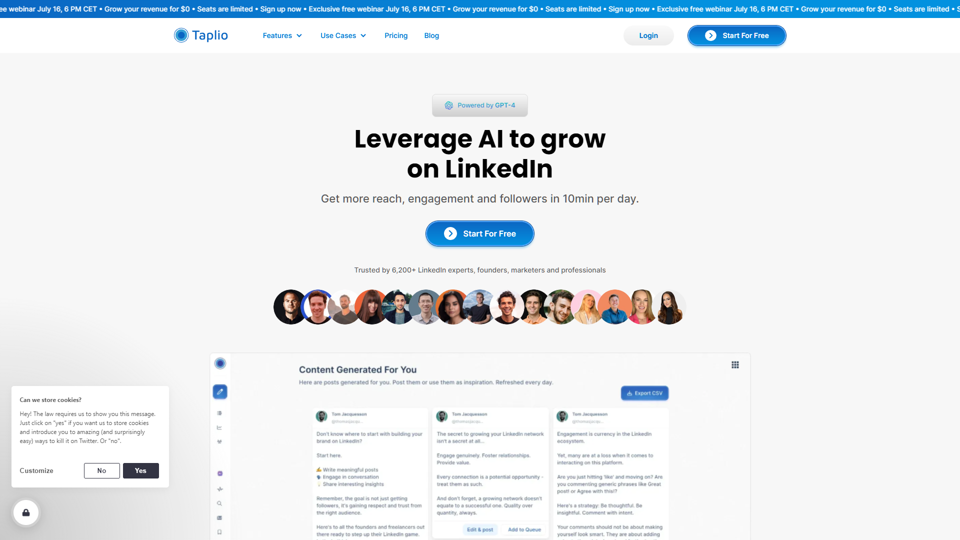 Screenshot for Taplio