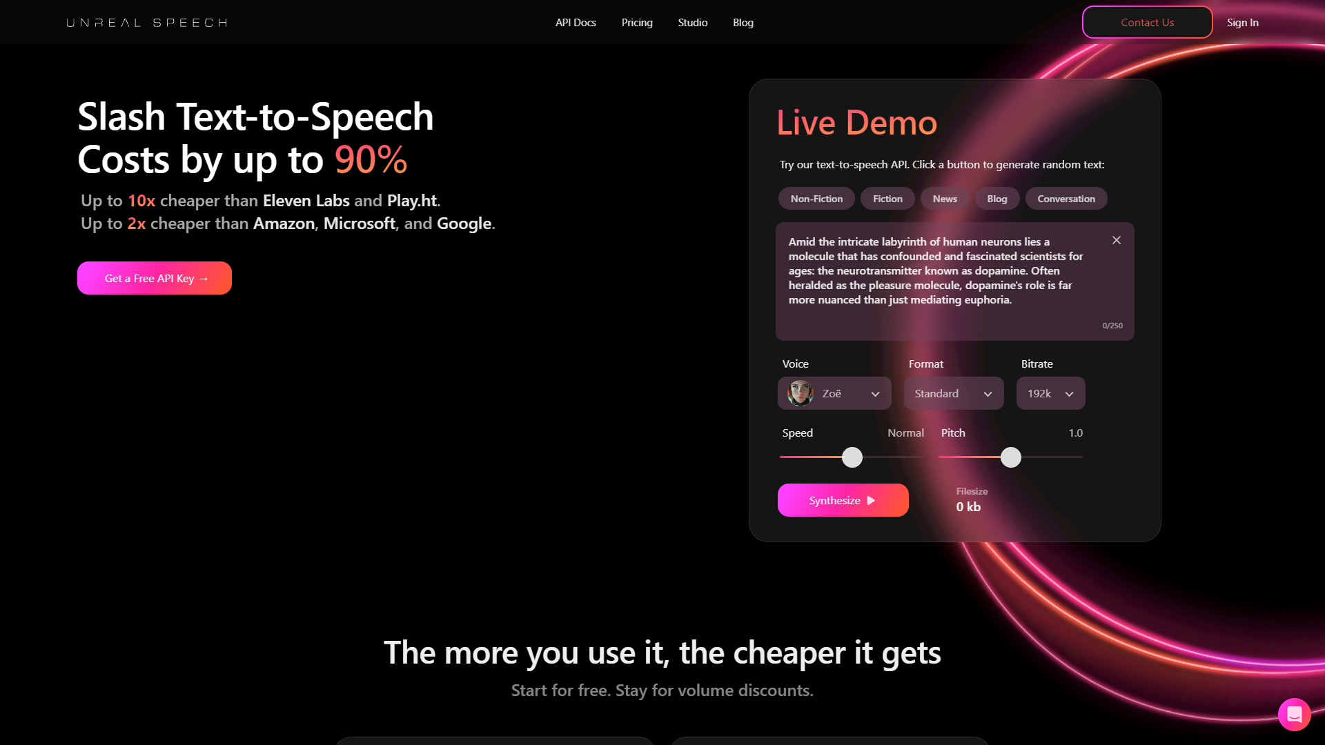 Screenshot for Unreal Speech