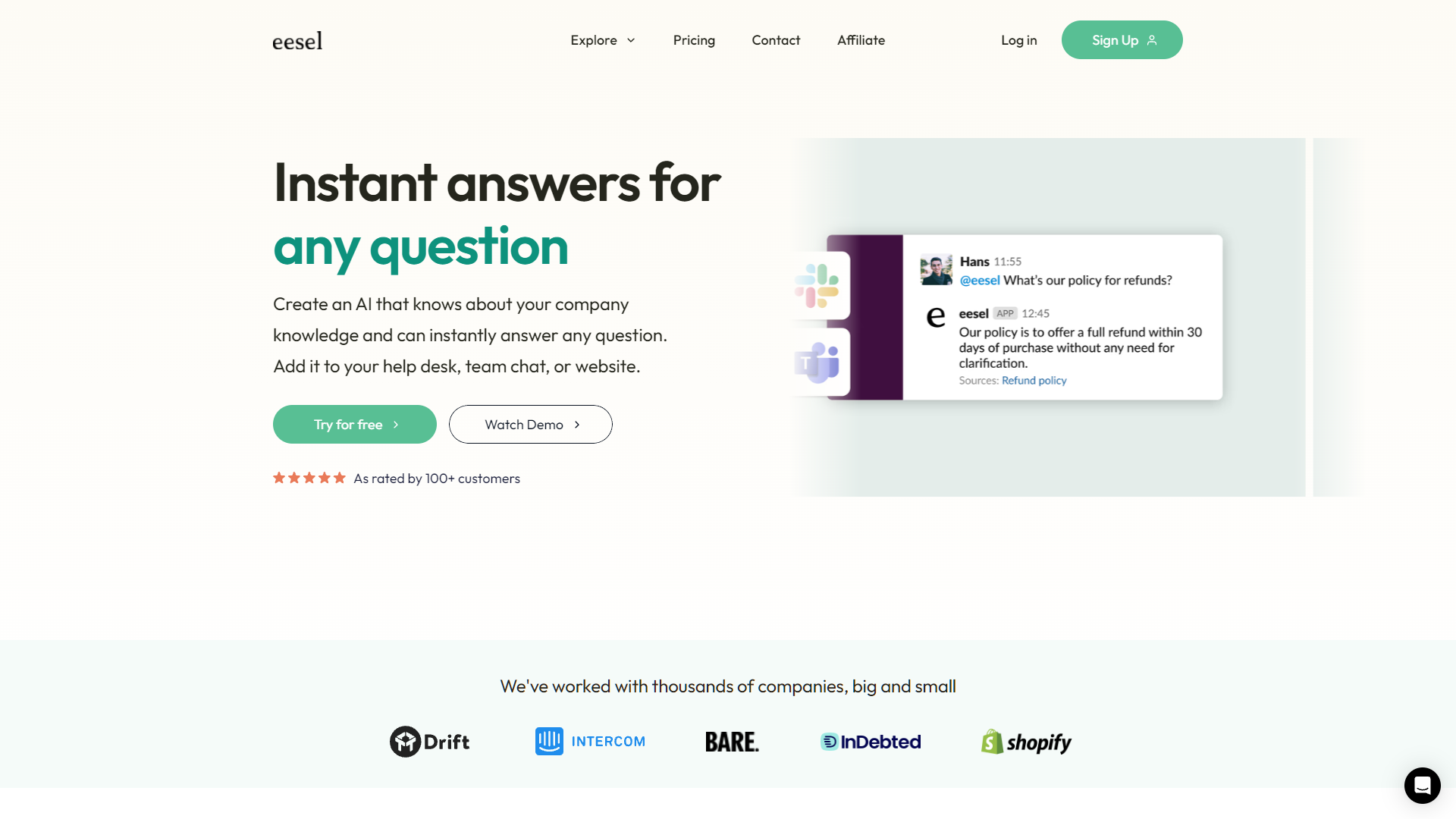 Screenshot for eesel AI