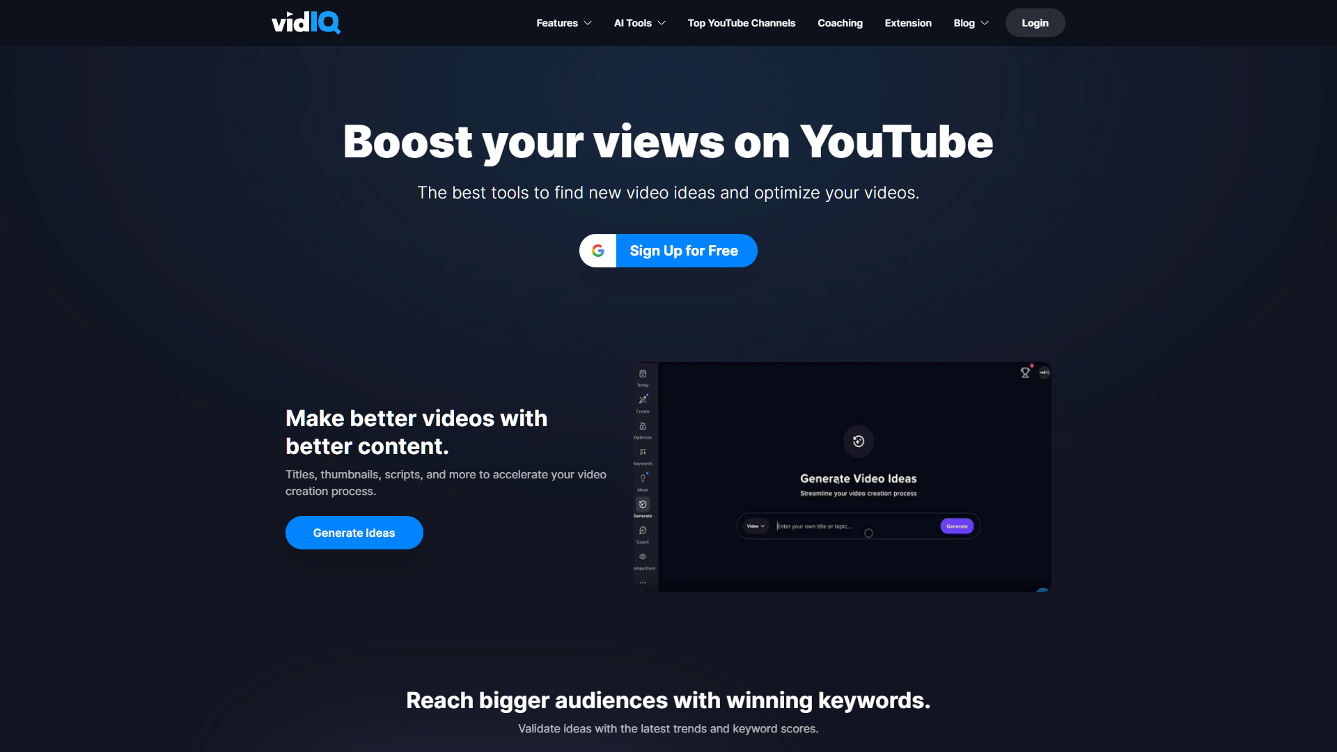 Screenshot for vidIQ