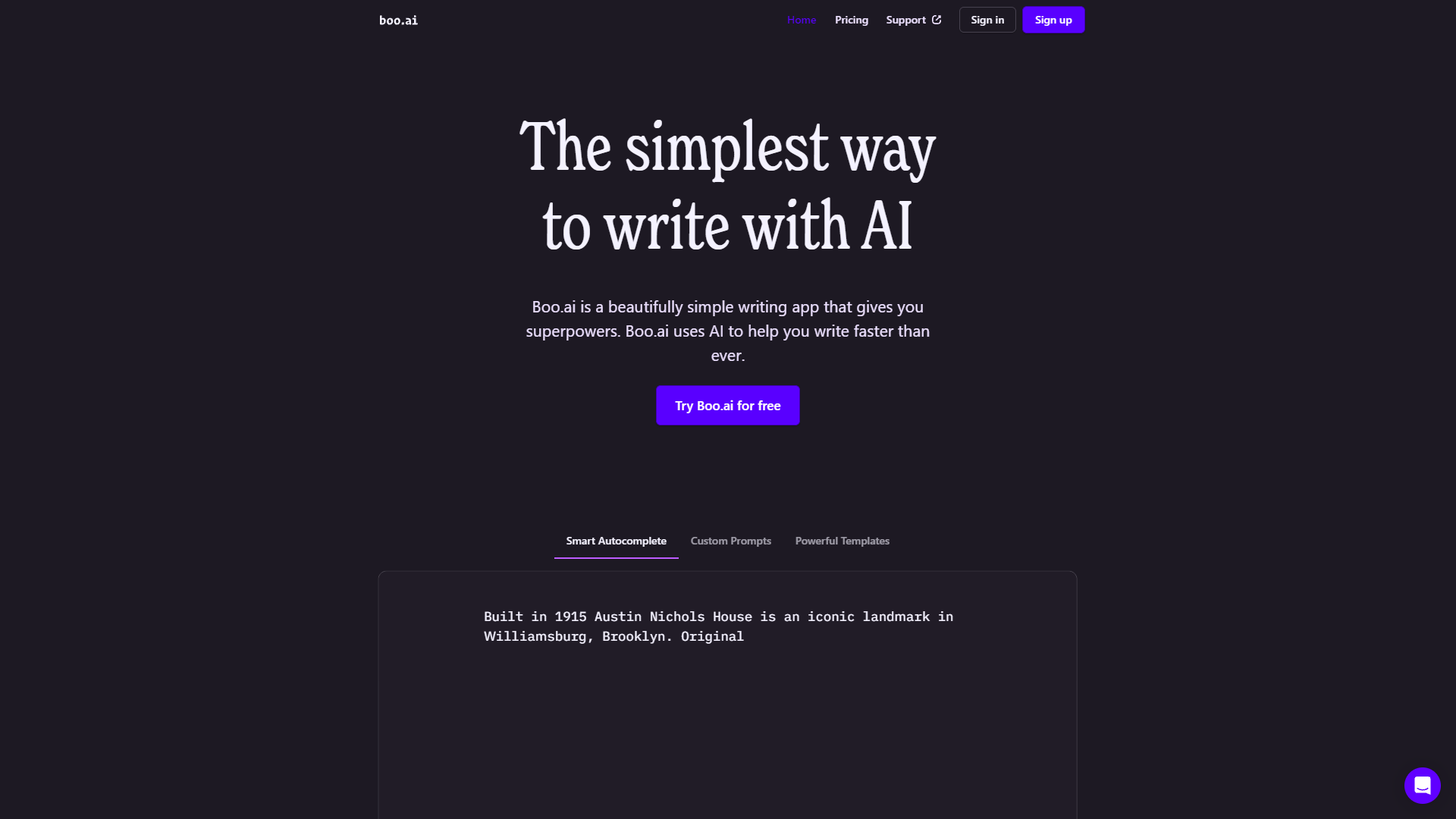 Screenshot for Boo ai