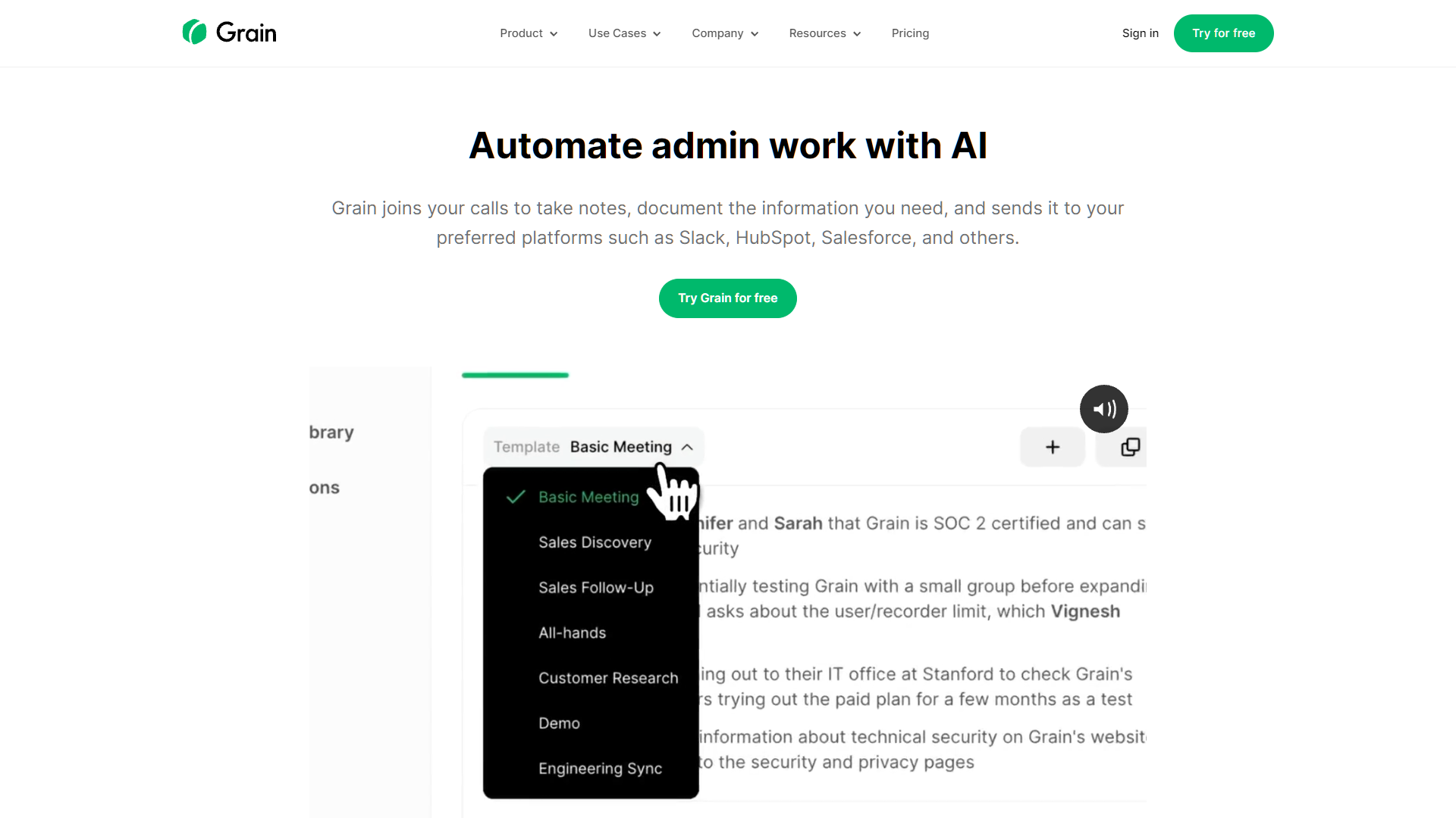 Screenshot for Grain AI
