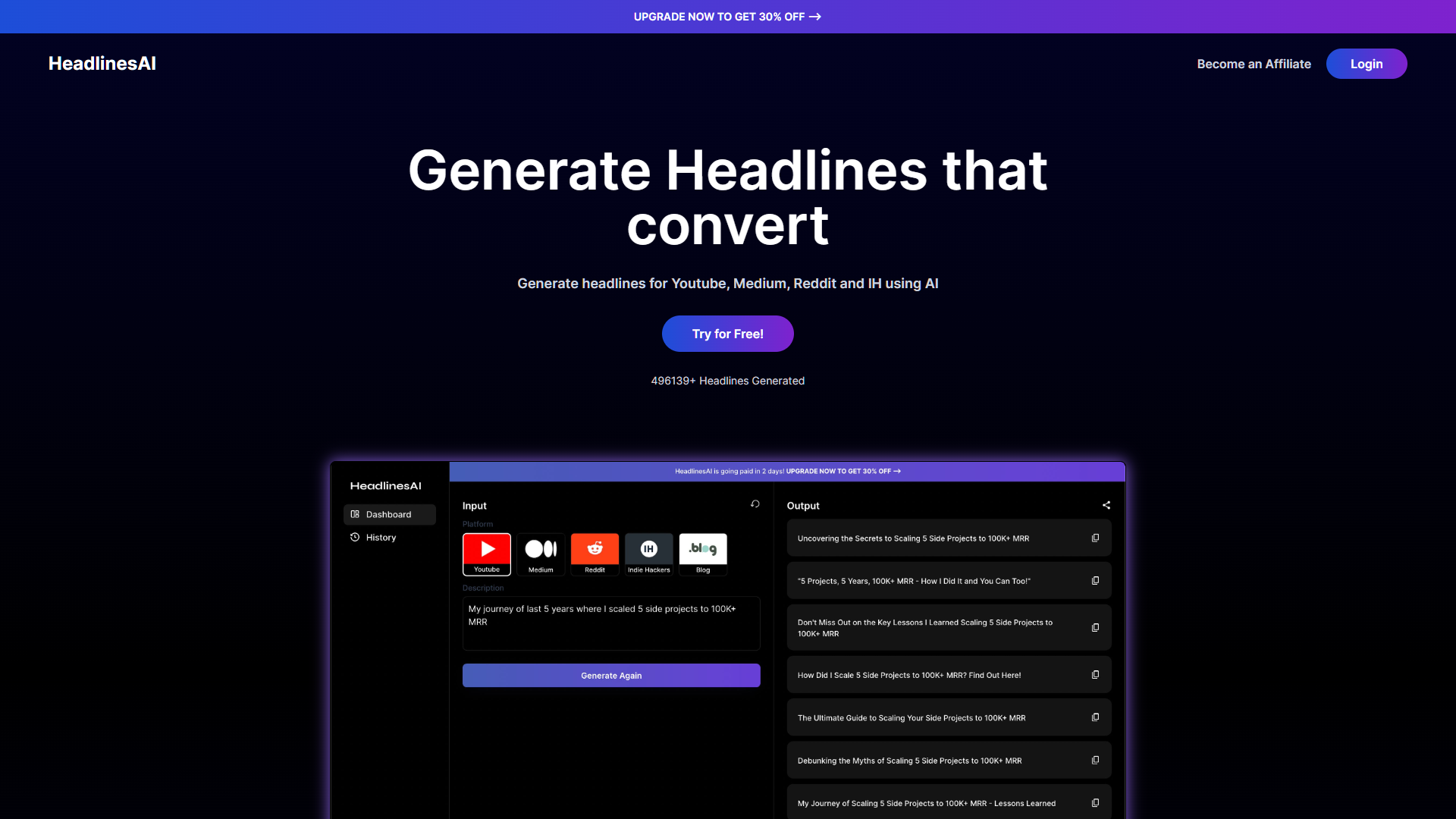 Screenshot for HeadlinesAI