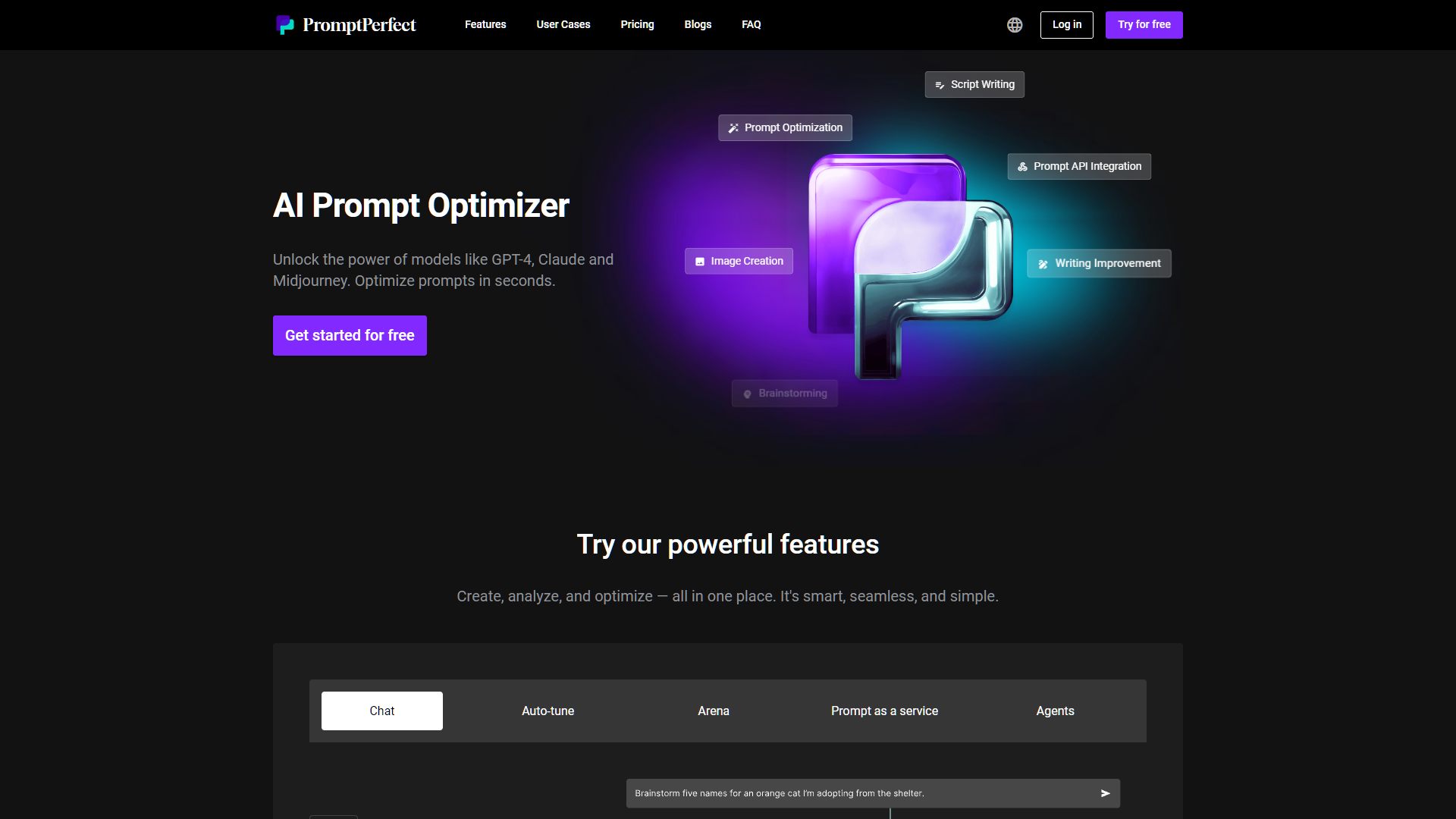 Screenshot for PromptPerfect