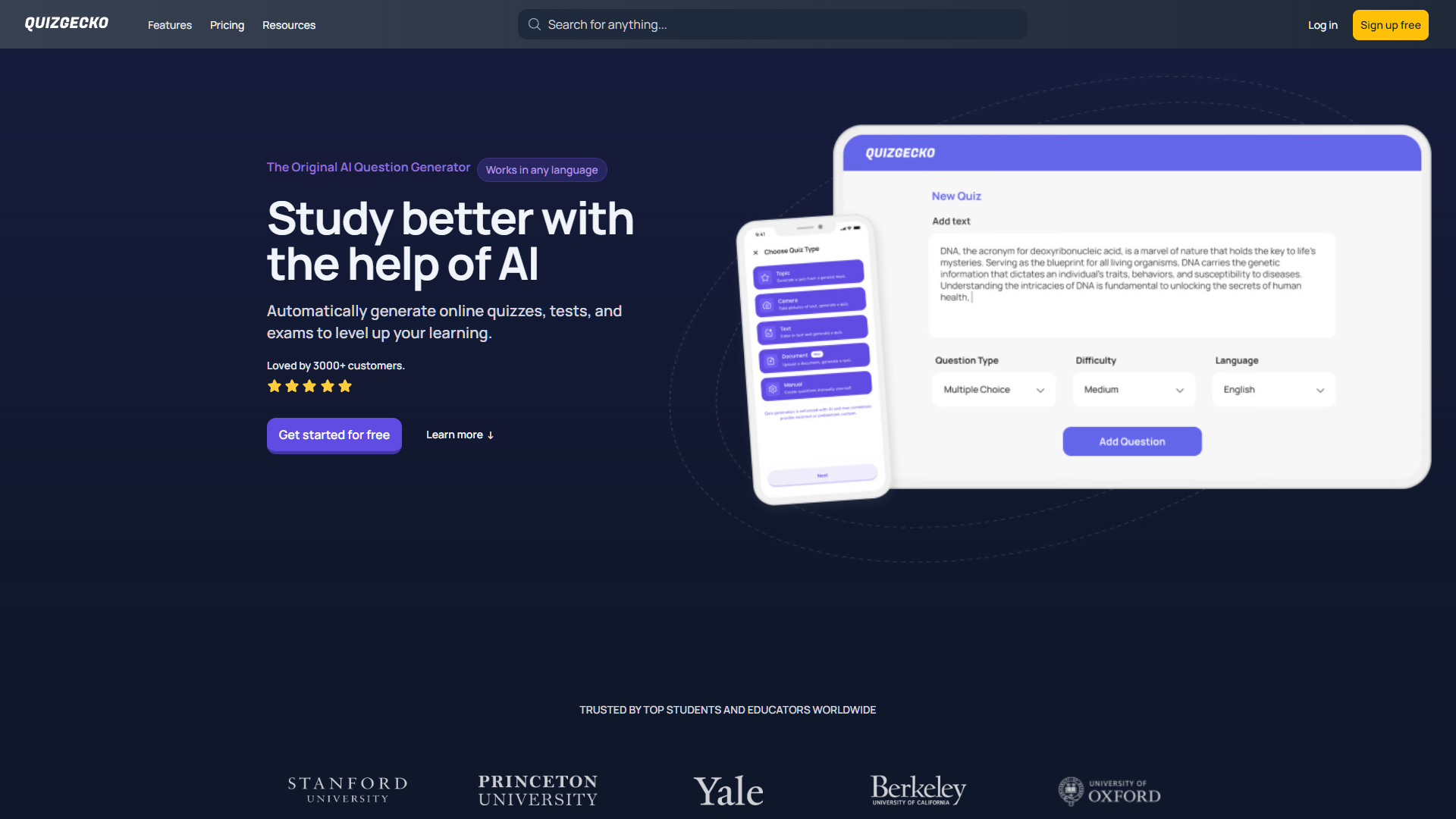 Screenshot for Quizgecko