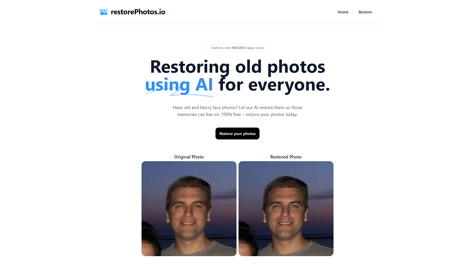Screenshot for RestorePhotos.io