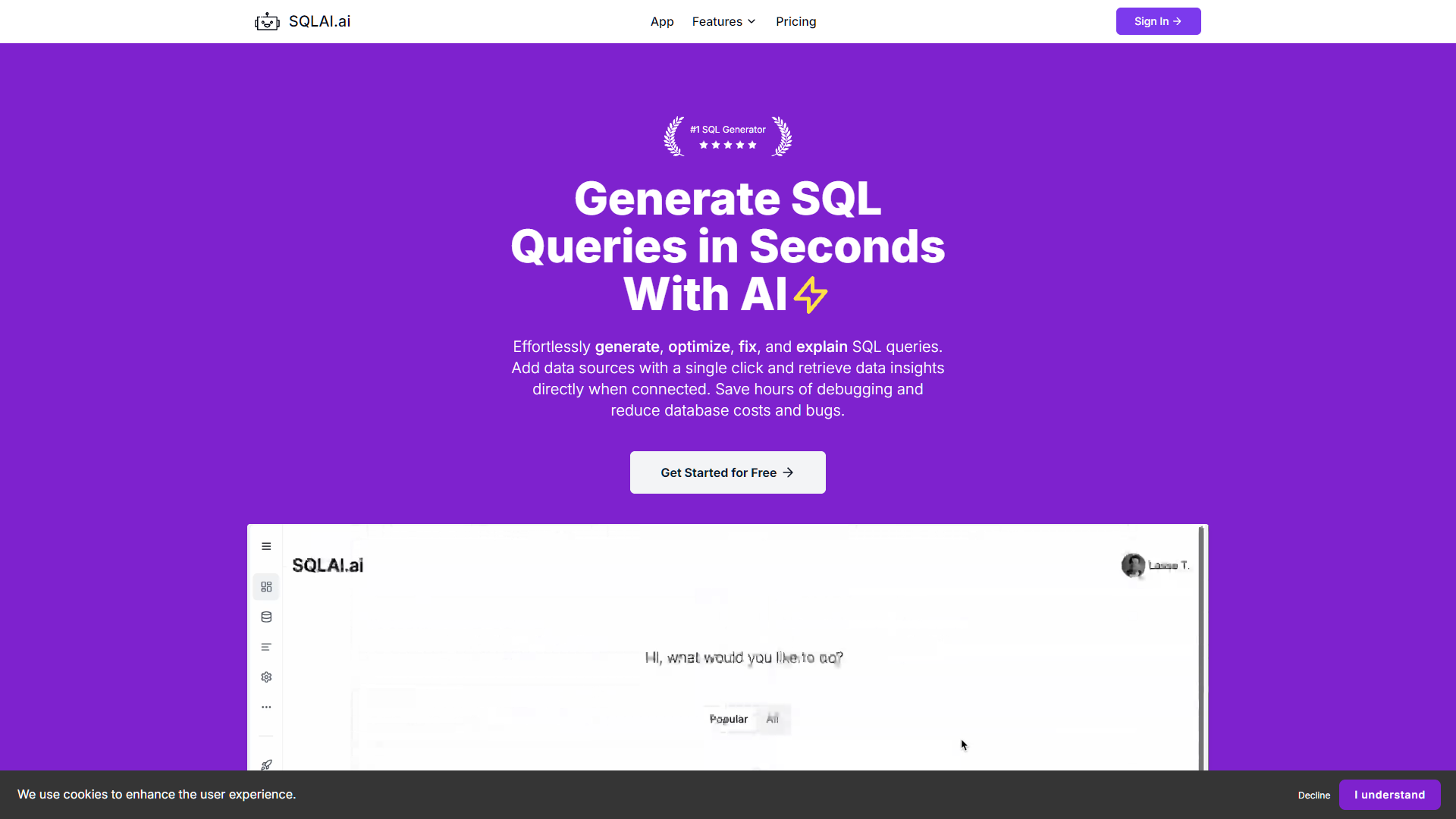 Screenshot for SQLAI.ai