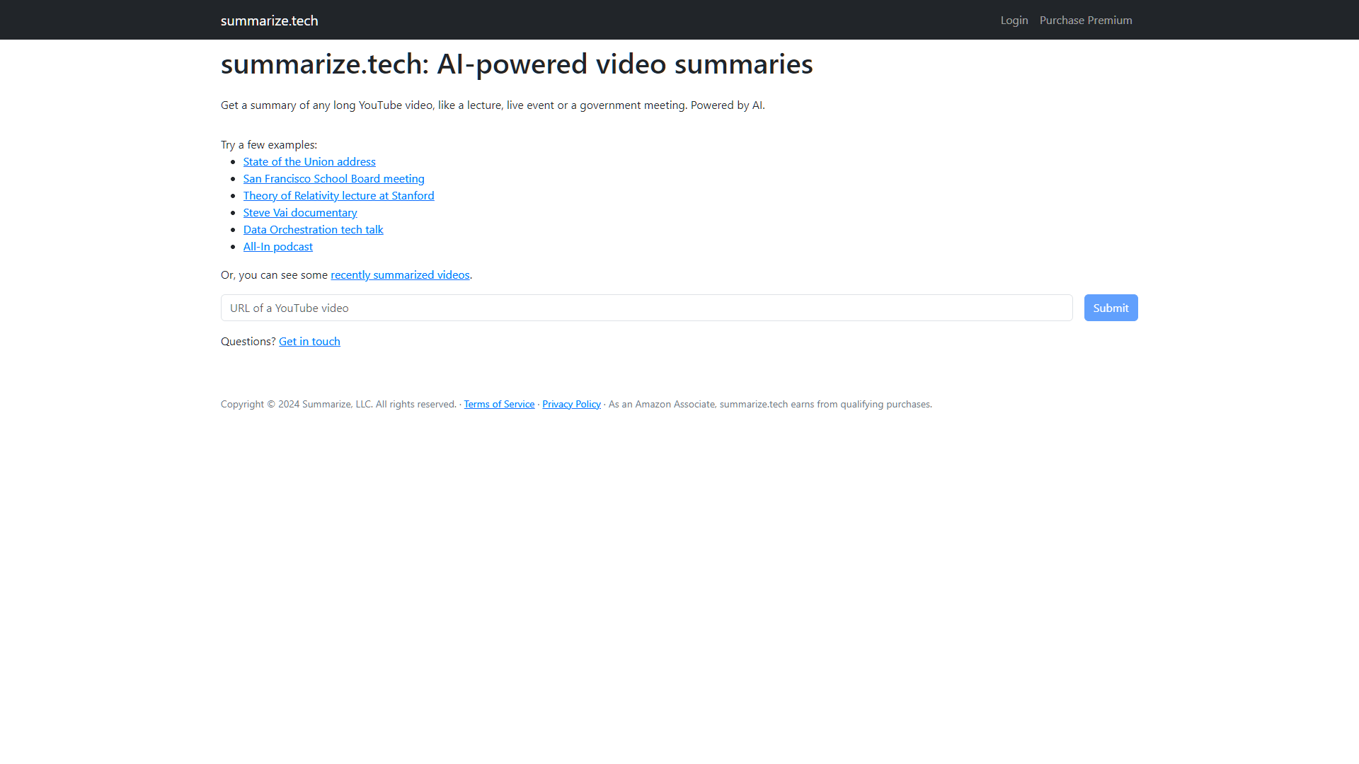 Screenshot for Summarize tech